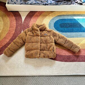 Patagonia Medium Recycled High Pile Fleece Down Jacket, Bearfoot Tan